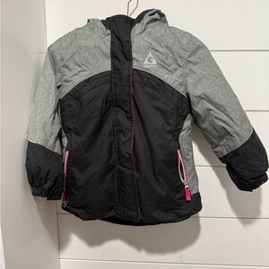 Gerry Weber Kids Two-Tone Black & Gray Hooded Puffer with Pink Trim